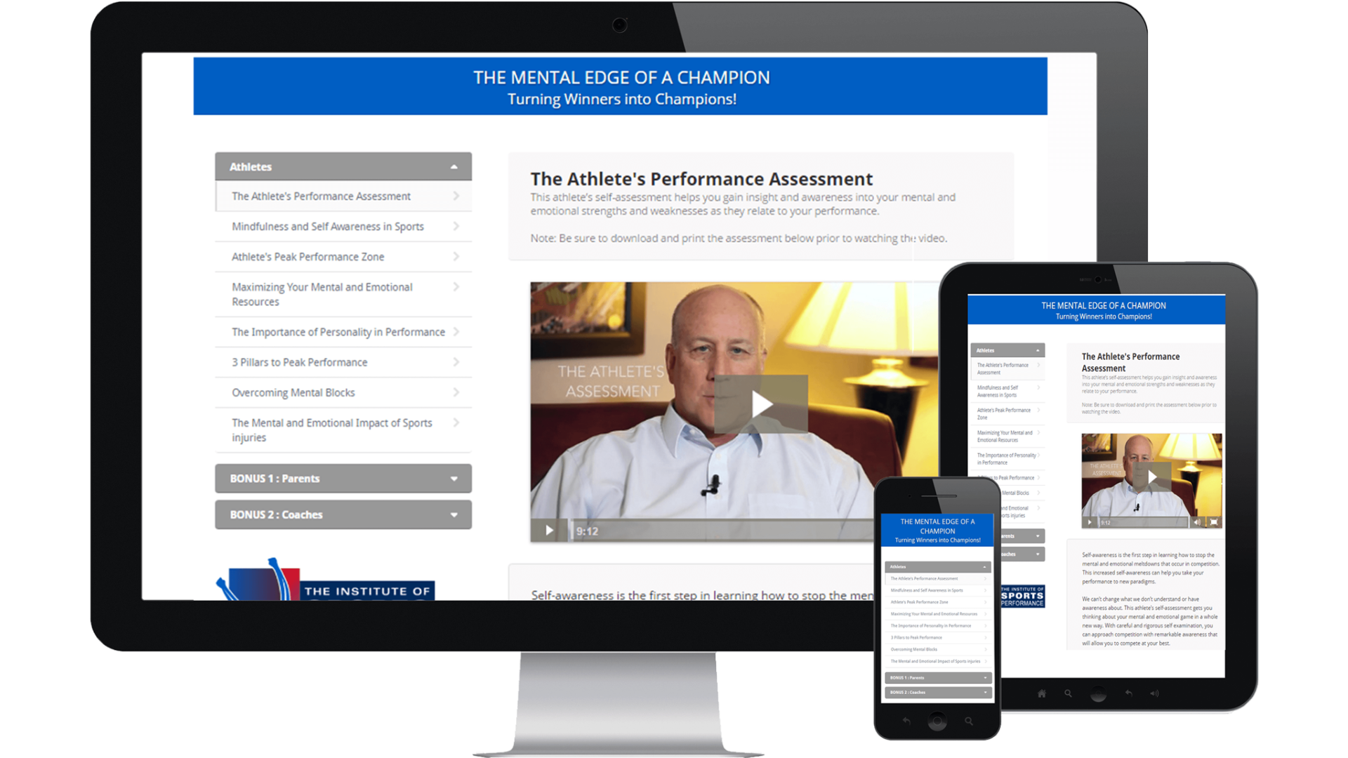 The Mental Edge of a Champion course preview on desktop, tablet, and mobile